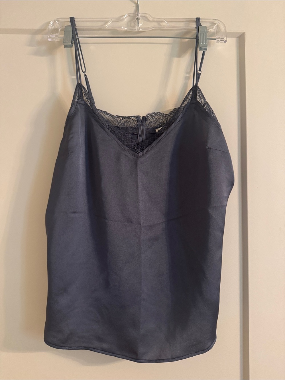 Abercrombie & Fitch Navy Lace-Trim Satin Cami